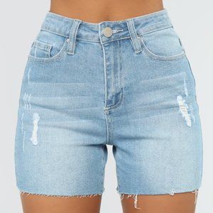 Say So Denim Shorts - Light Blue Wash